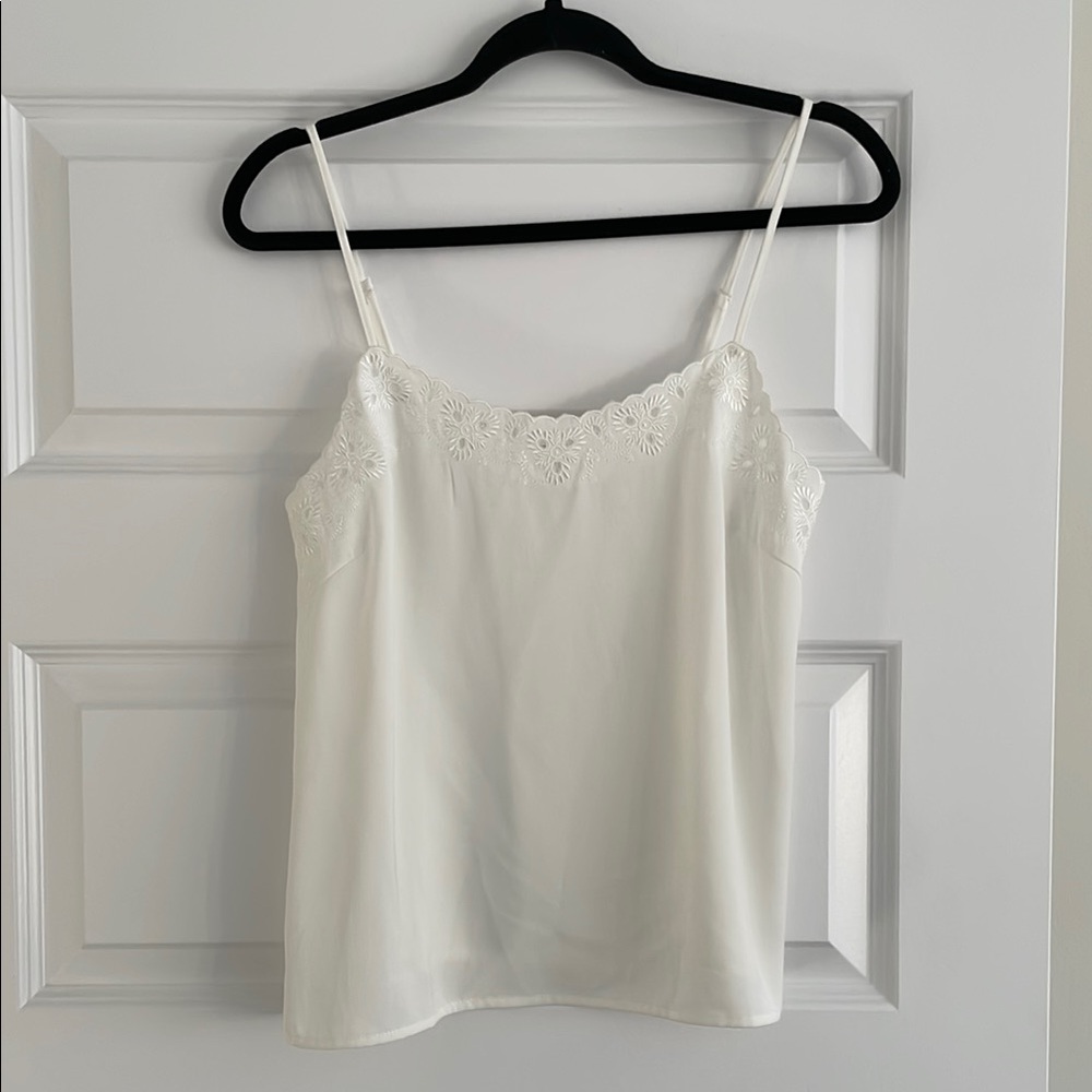 Elegant White Lace Trim Cami Top
